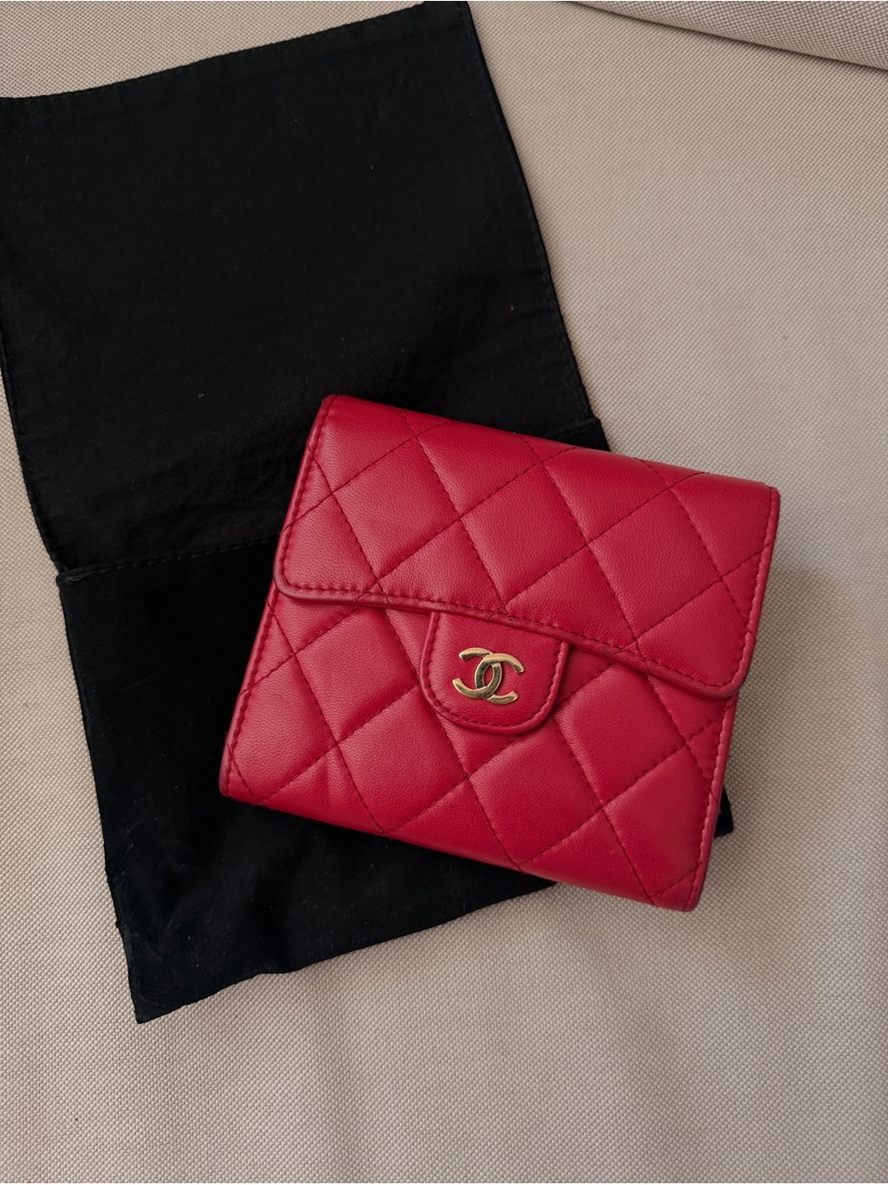 Authentic Chanel Classic Flap Wallet Red